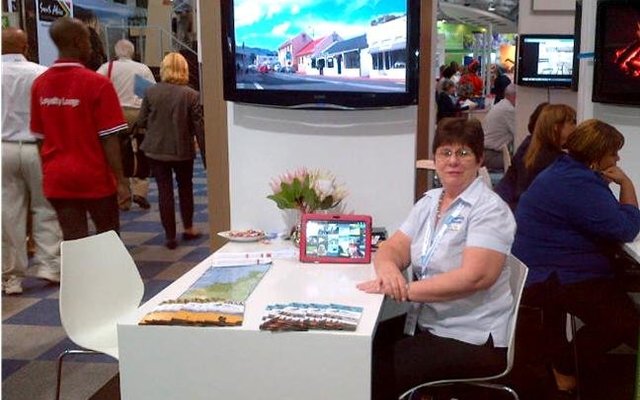 Glenda Kitley, Manager: Gansbaai Tourism Bureaux at the Durban Exhibition Centre for Indaba 2015